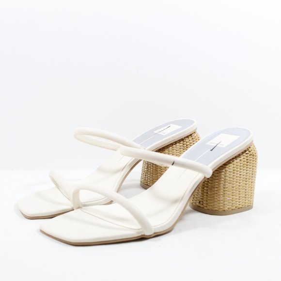 Dolce Vita Nancie Dual-Strap Wicker Heel Sandals - White 11M - Picture 1 of 4